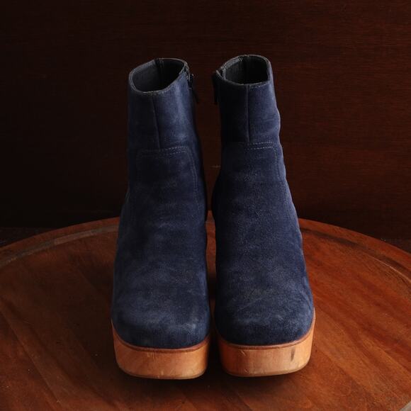 Charlotte Stone Boots Womens SZ 6 Blue Suede Paz Clog Preppy Indie Festival Boho - Picture 2 of 14